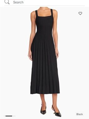 STAUD Ellison Knit Pleated Midi Dress